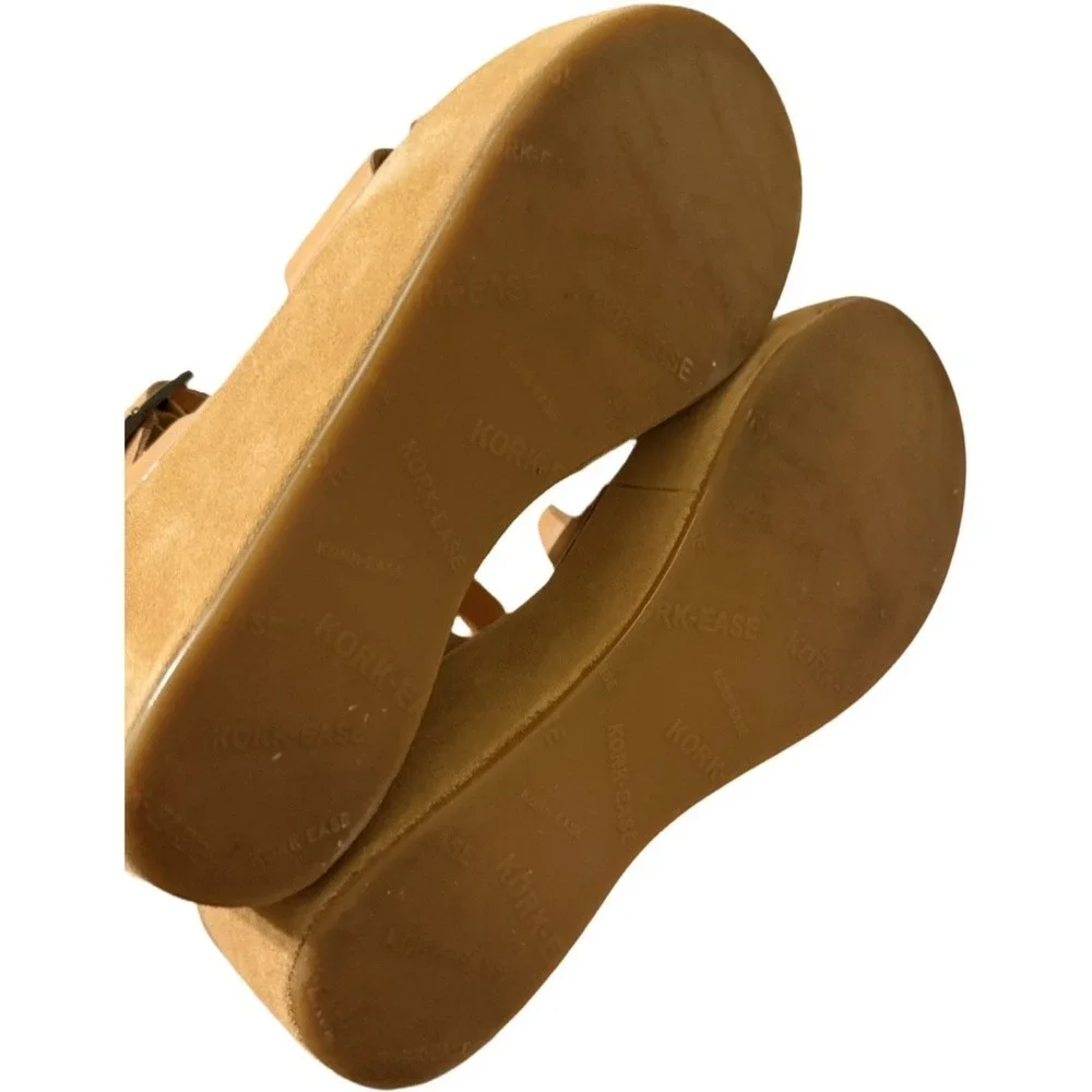 Kork-Ease Ava Classic Natural Vachetta Leather Wedge Heeled Sandal Tan Size 10